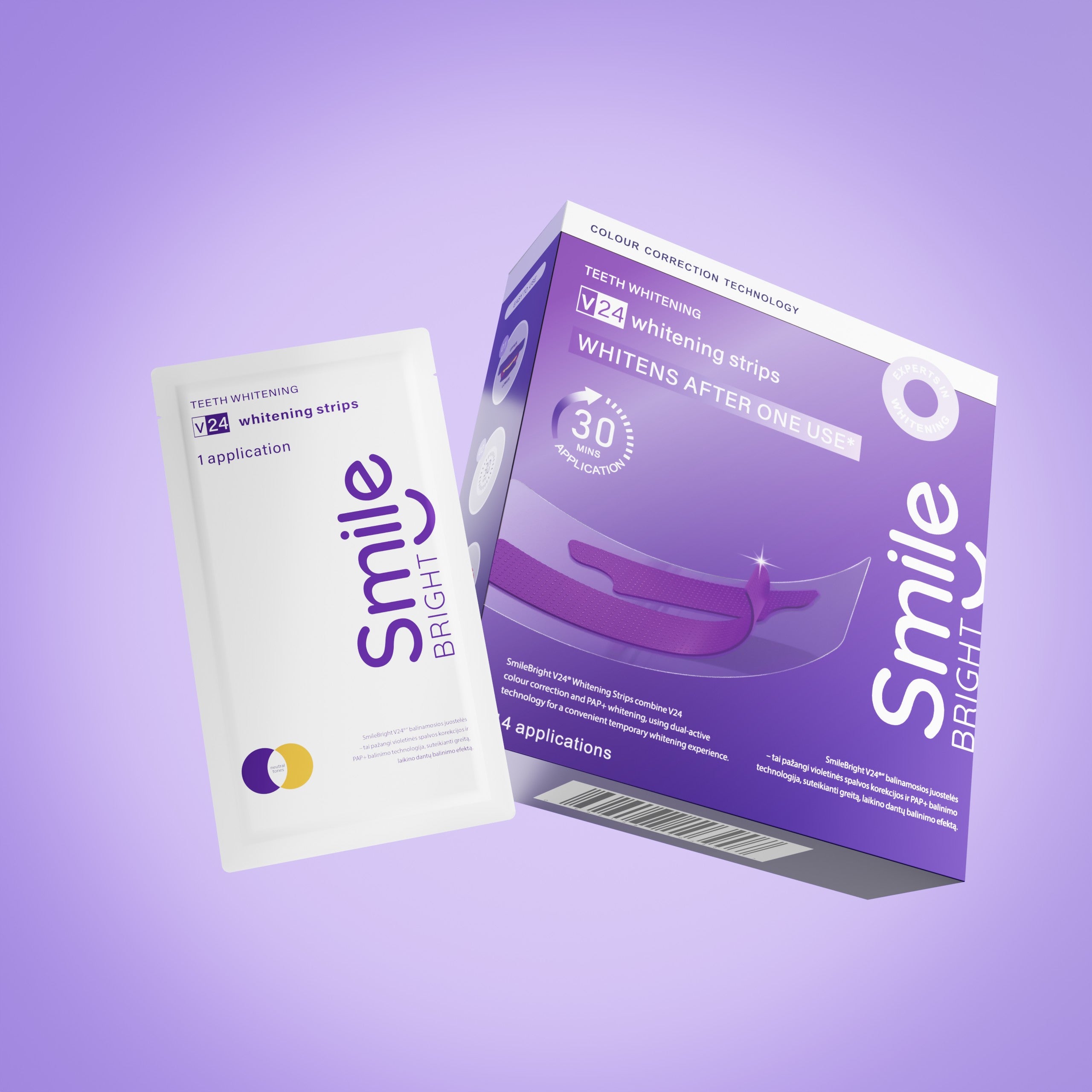 V24 Violetinės Dantų Balinimo Juostelės